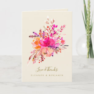 Nota de agradecimento de casamento com foto floral