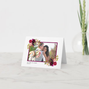 Nota de agradecimento de casamento com foto floral