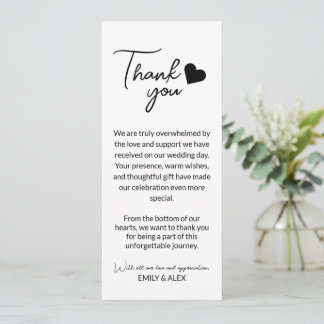 Nota de agradecimento de casamento minimalista e m
