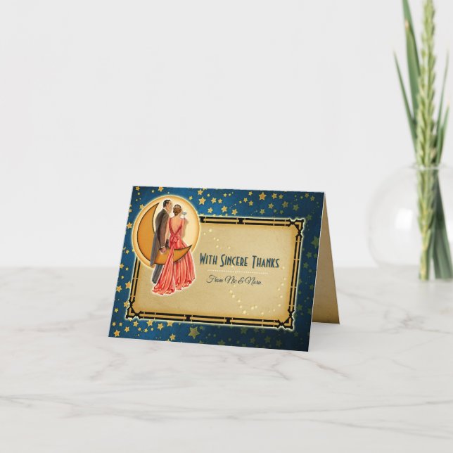 Nota de Agradecimento de Casamento Romance ao Luar (Frente)