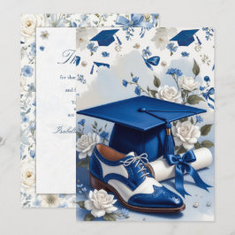 Nota de Agradecimento de Formatura Floral Azul e B