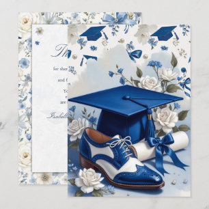 Nota de Agradecimento de Formatura Floral Azul e B