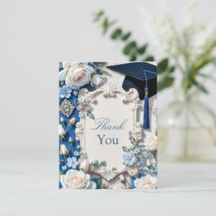 Nota de Agradecimento de Formatura Floral Azul e B