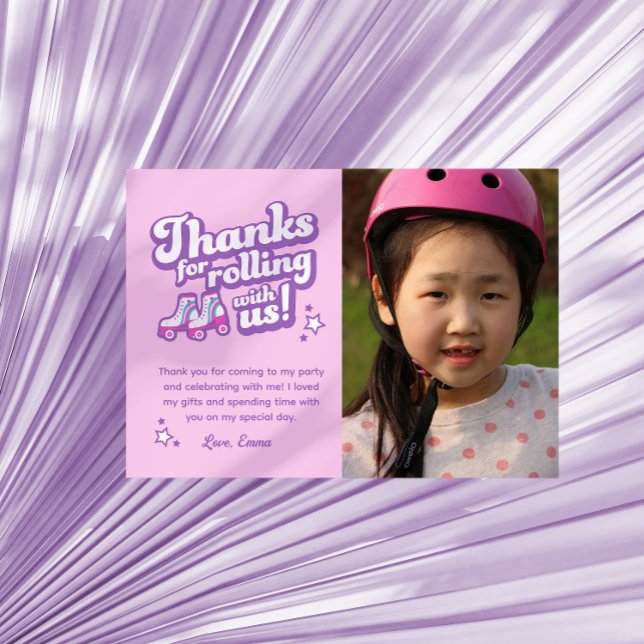 Nota de agradecimento de foto de festa de patinaçã (Criador carregado)