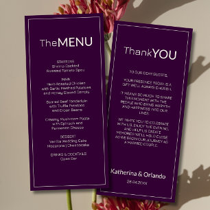 Nota de agradecimento de menu de casamento Deep Pl