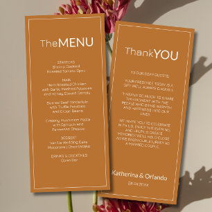 Nota de Agradecimento de Menu de Casamento em Cobr