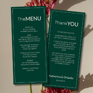 Nota de Agradecimento de Menu de Casamento Emerald