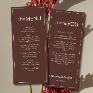 Nota de agradecimento de menu de casamento Old Mon