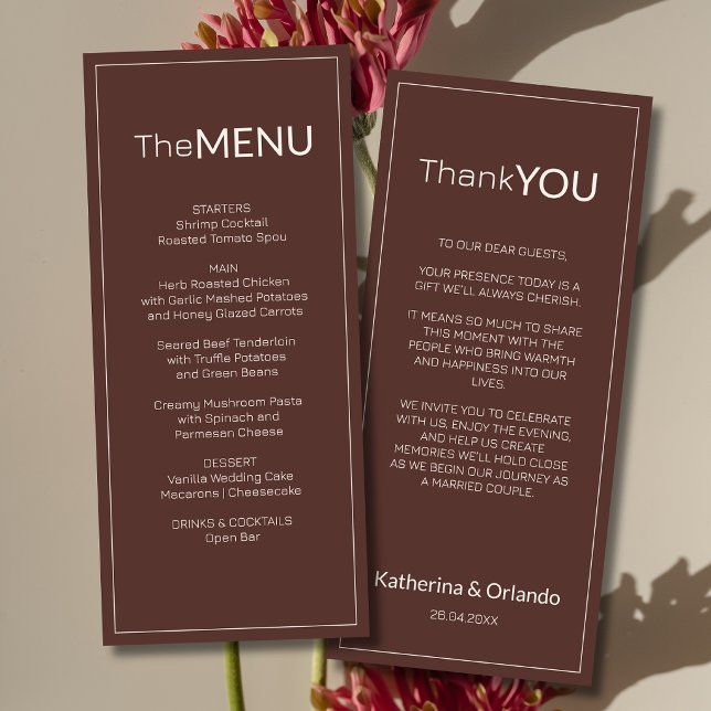 Nota de agradecimento de menu de casamento Old Mon (Criador carregado)
