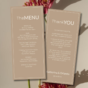Nota de agradecimento de menu de casamento Taupe O