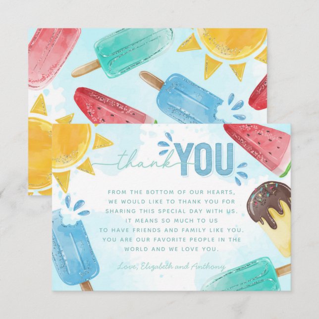 Nota de Cartões de agradecimentos de picolé (Frente/Verso)