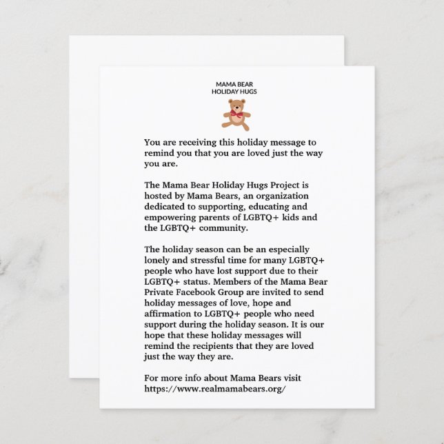 Nota de Hugs Feriados (Frente/Verso)