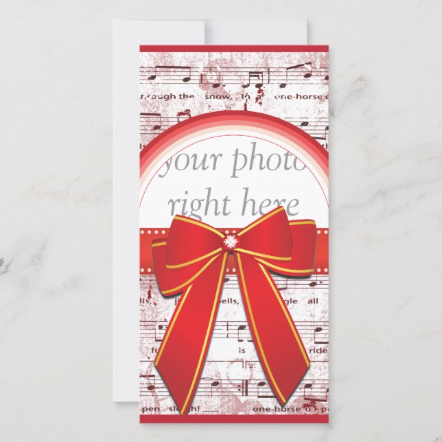 Nota de música de Natal com cartão com fotos de fi (Frente)