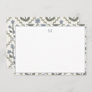 Nota de Papel Cartões Padrão Floral Azul e Verde