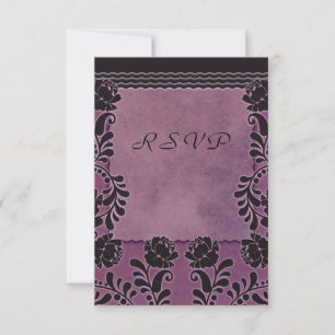 Nota de RSVP de Casamento Rosa Roxo e Preto