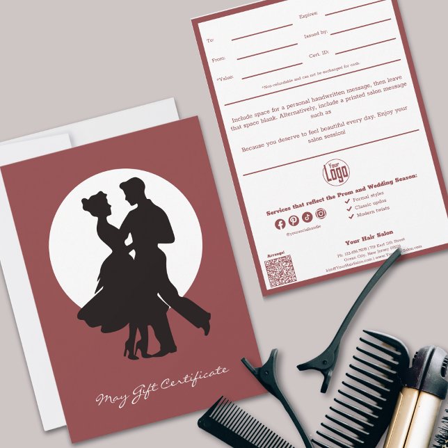 Nota de Serviços de Código QR de Chic - Nota Pode  (Chic QR Code Services Note May Gift Certificate, Smoky Topaz White)