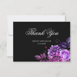Nota floral de agradecimento para casamento preto
