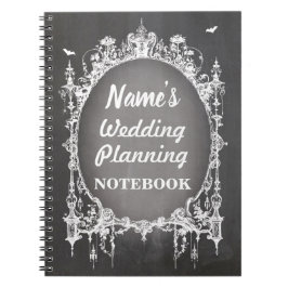 Nota gótico do planeamento do casamento do caderno