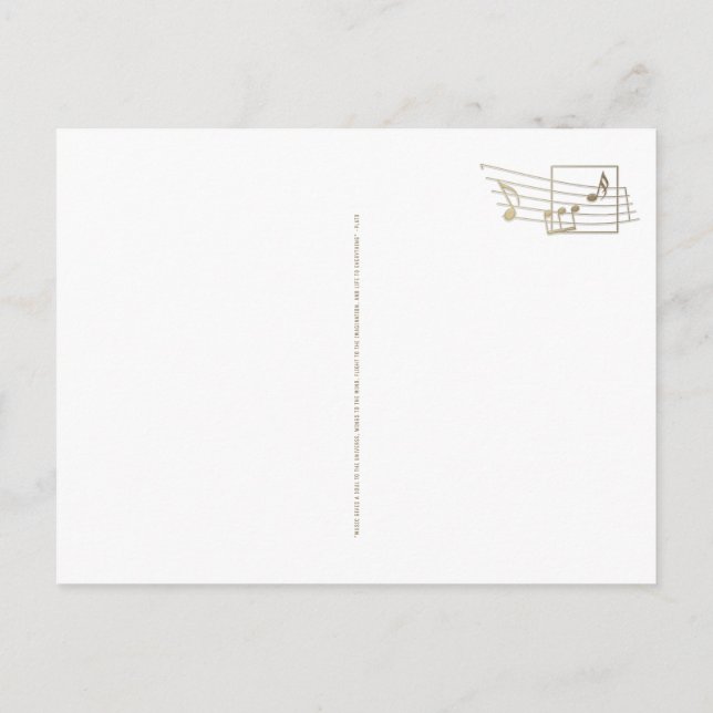 Nota Musical Colcheia Seta Dourada em Cartão Branc (Verso)