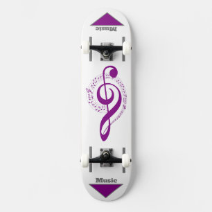 Nota musical skateboard violeta cinza branco