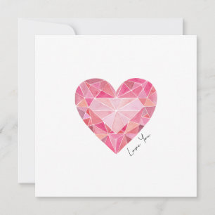 Nota Romântica de Amor com Gem Coração Cor-de-Água