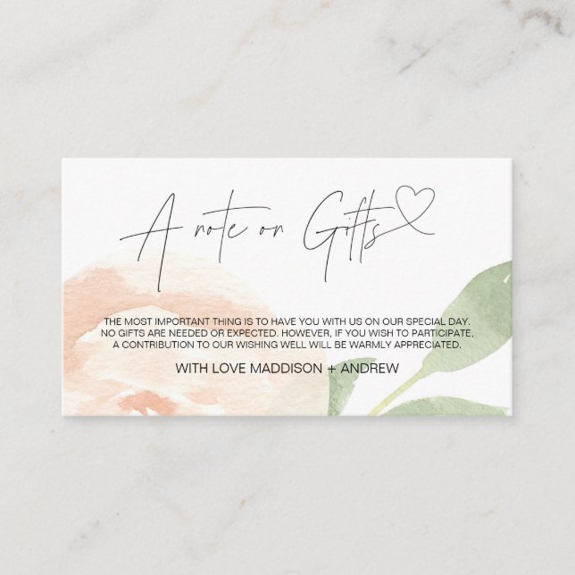 Nota sobre o Cartão de Casamento Floral de Desejo (Frente)