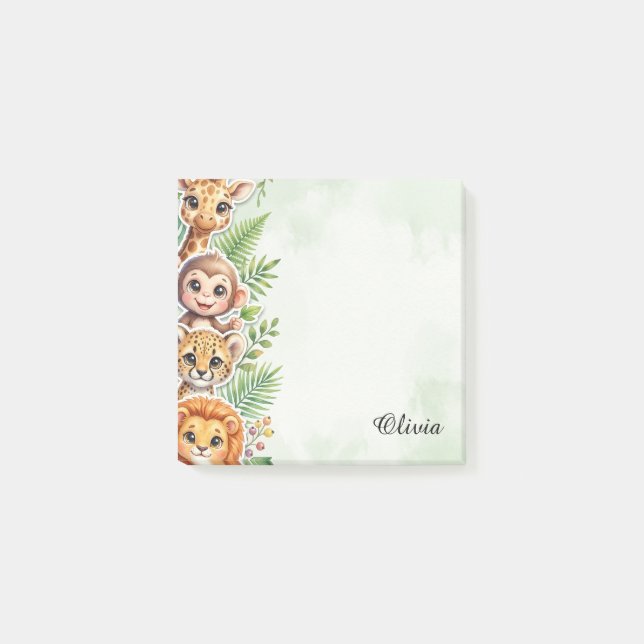 Notas Animais de Safari em Aquarela Personalizados Bloco (Frente)