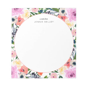 Notas As flores da aguarela personalizaram o bloco de