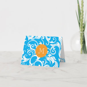Notas Azul de turquesa floral tropical do cartão de not