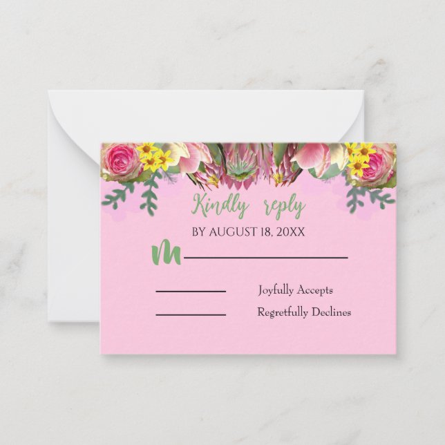 Notas Belo Cartão de Resposta de Pinkt de Jardim Botânic (Frente)