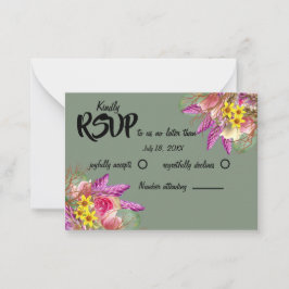 Notas Belo Cartão RSVP de Sage do Jardim Botânico Floral