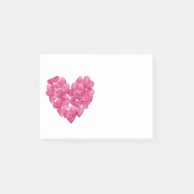 Notas Bloco da nota de Stickies dos corações da pétala (Frente)