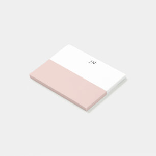 Notas Bloco de Cor Branca Rosa Bonito Monograma