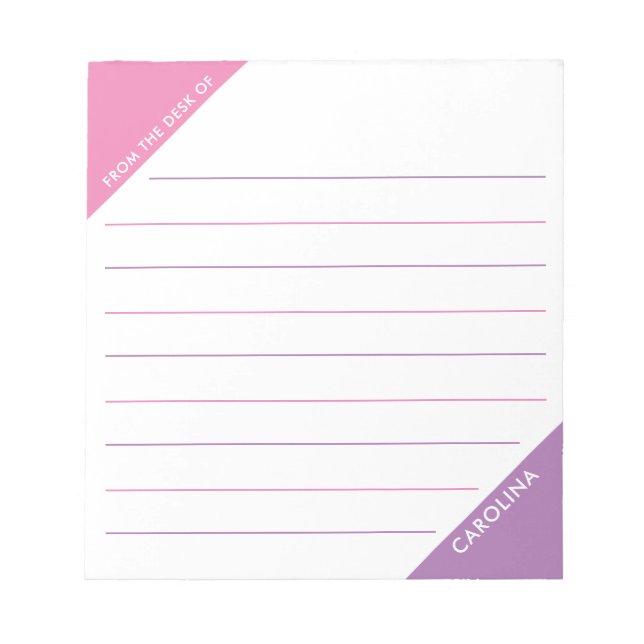 Notas Bloco de Cores Canto Rosa Roxo Da Mesa de (Frente)