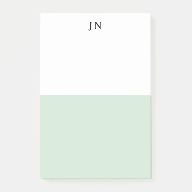 Notas Bloco de Cores Monograma Verde Pastel e Branco (Frente)