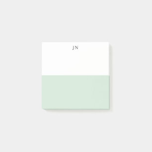 Notas Bloco de Cores Monograma Verde Pastel e Branco