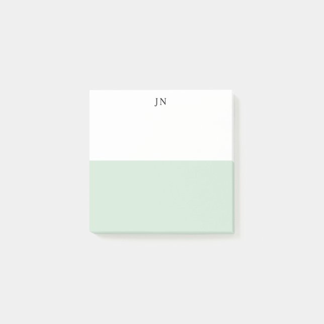 Notas Bloco de Cores Monograma Verde Pastel e Branco (Frente)