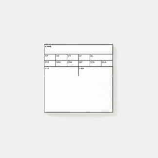 Notas Bloco de Estatísticas D&D Post-It