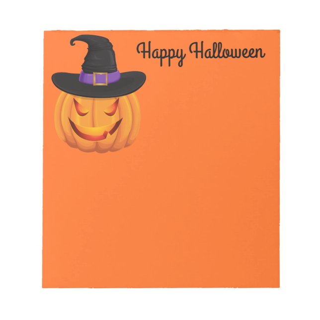 Notas Bloco de Notas-Abóbora de Halloween Bruxa (Frente)