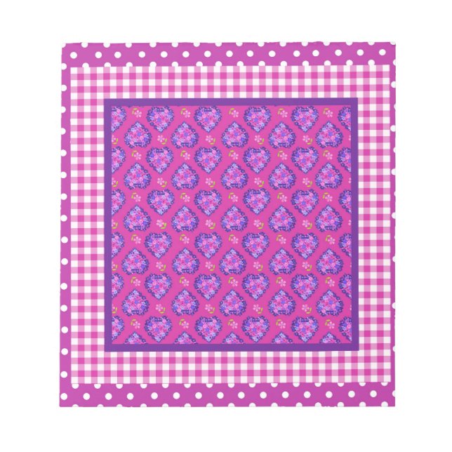 Notas Bloco de notas, Corações e Flores, Verificações e  (Frente)