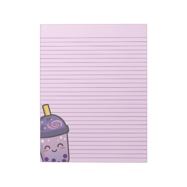 Notas Bloco de Papel Lineado de Galáxia Roxa Boba Tea (Invertido)