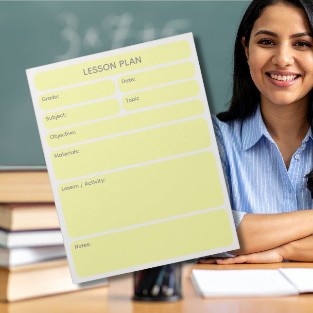 Notas Bloco de Planejamento de Aulas Amarelo Limão (Criador carregado)