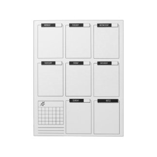 Notas Bloco de Planejamento Semanal Limpo e Minimalista