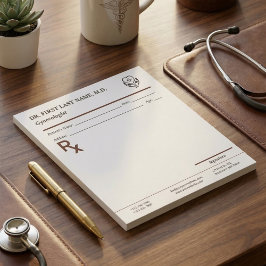 Notas Bloco de Prescrição Médica Personalizado Editável