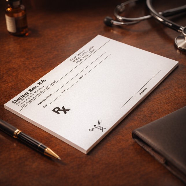 Notas Bloco de Prescrição Personalizado – RX Médico Edit (Custom Prescription Notepad – Editable Doctor RX Pad!)