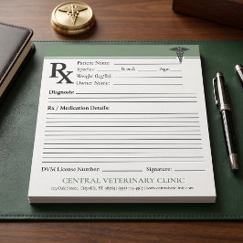 Notas Bloco de Prescrição Veterinária Personalizado RX D
