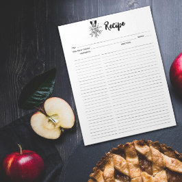 Notas Bloco de Receitas Culinárias Florais