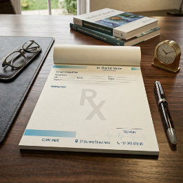 Notas Bloco de Receitas Notepad – Rx Editável para Médic