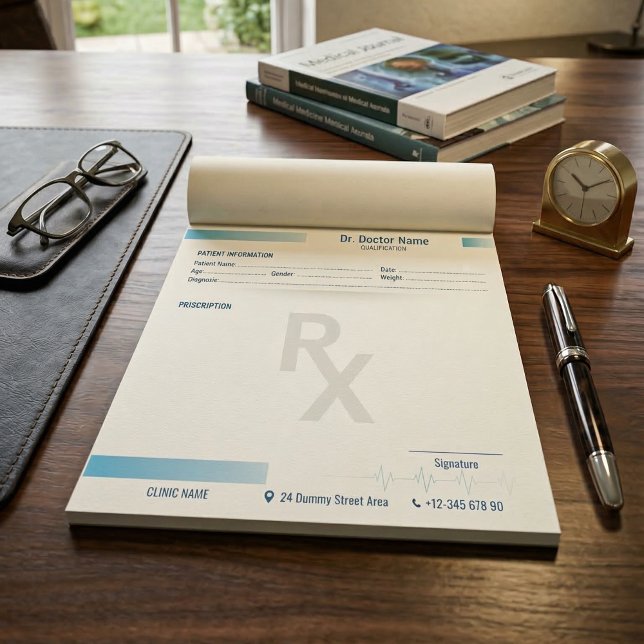 Notas Bloco de Receitas Notepad – Rx Editável para Médic (Prescription Pad Notepad – Editable Rx for Doctors
)