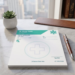 Notas Bloco de Receitas RX Personalizado Verde Médico Pr